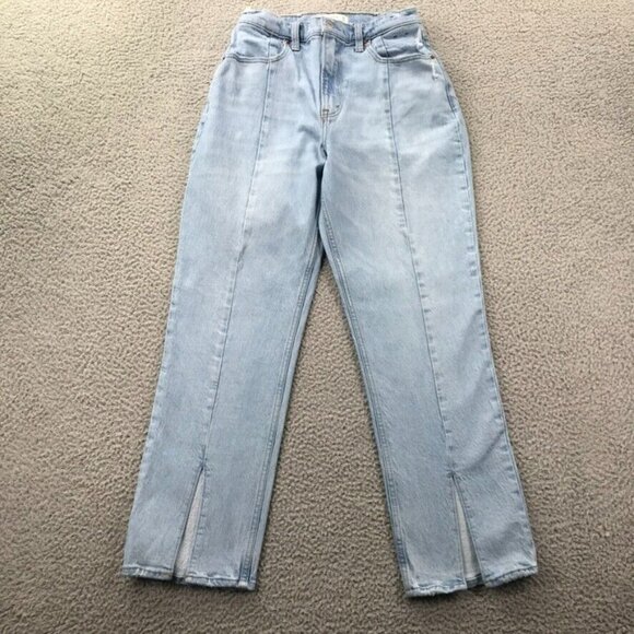 ABERCROMBIE Womens Size 28/6 XS The 90s Straight Ultra High Rise Split Hem Jeans - Picture 1 of 16